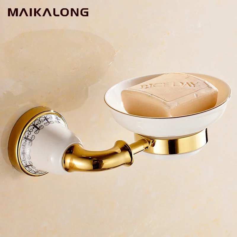 soap dish with ceramic ,gold finish Bathroom Accessories Products