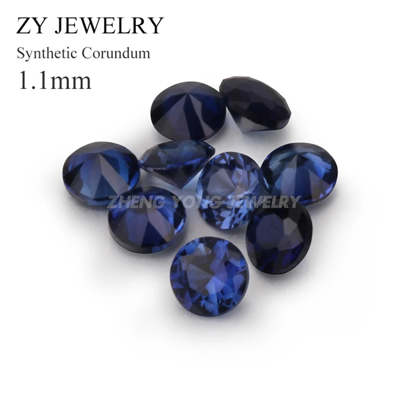 Маленький размер 1 мм круглый блестящий Вырез Свободный 34 # (синий) корунд камень