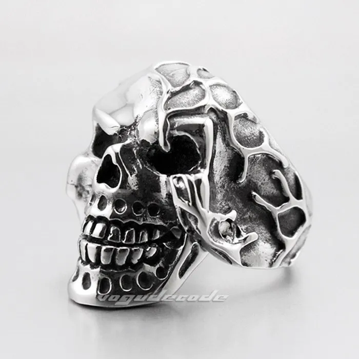 Прохладный 316L нержавеющая сталь череп мужские байкерские коромысло кольцо челюсти открывающийся 4A018