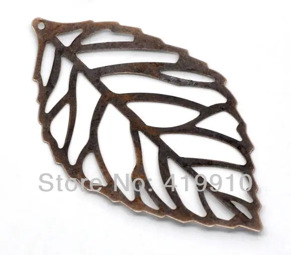 shipping-50Pcs, медный тон, филигранный листок, украшения из металла, сделай сам, фурнитура 54x32 мм J0027