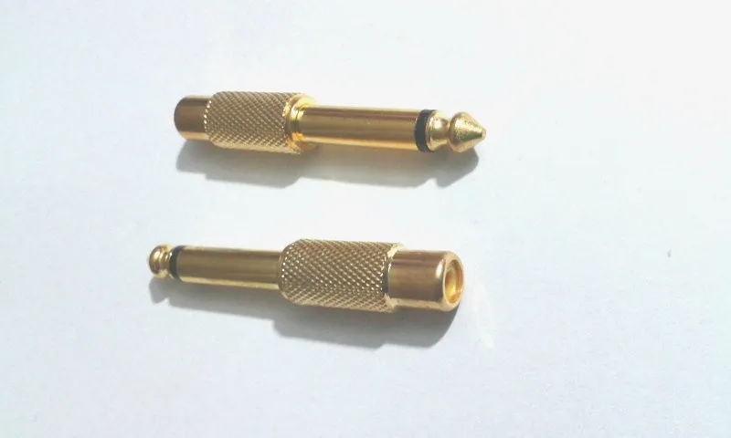 1000 шт. позолоченный 6,35 мм(1/4 дюйма) моно разъем для RCA Jackadapter