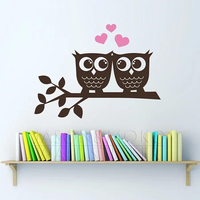 Совы в любви Наклейка на стену-Сова Wall Art Средний стены винила srickers 75*100 см Бесплатная доставка