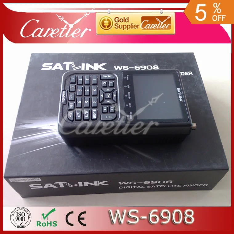 Satlink WS-6908 3," DVB-S FTA Профессиональный цифровой сканер спутникового сигнала Метр ws6908(1 шт. 6908