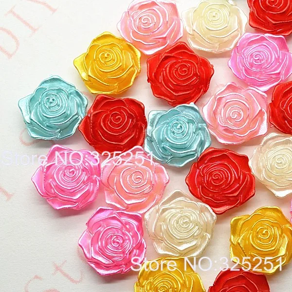 50 шт 17 мм прорезиненный плоский цветок жемчуг для украшения Многоцветный