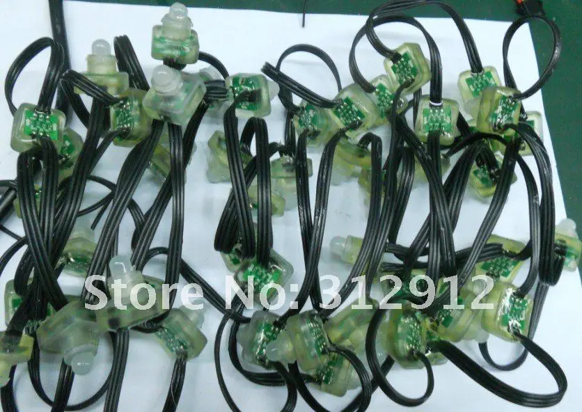 WS2811 LED пиксель узел, DC5V вход, полноцветный RGB строка, 50 шт. строку, IP68 Номинальная в черный провода