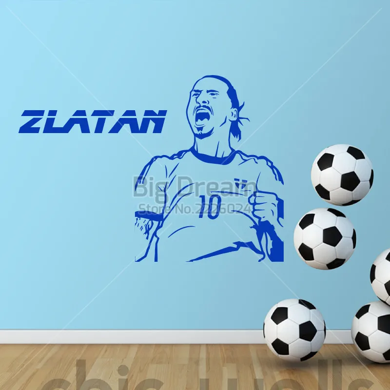 Новинка дизайн Златан Ибрагимович рисунок стены Стикеры Винил DIY Home Decor Football Star Наклейки Футбол спортсмен-плеер детская комната