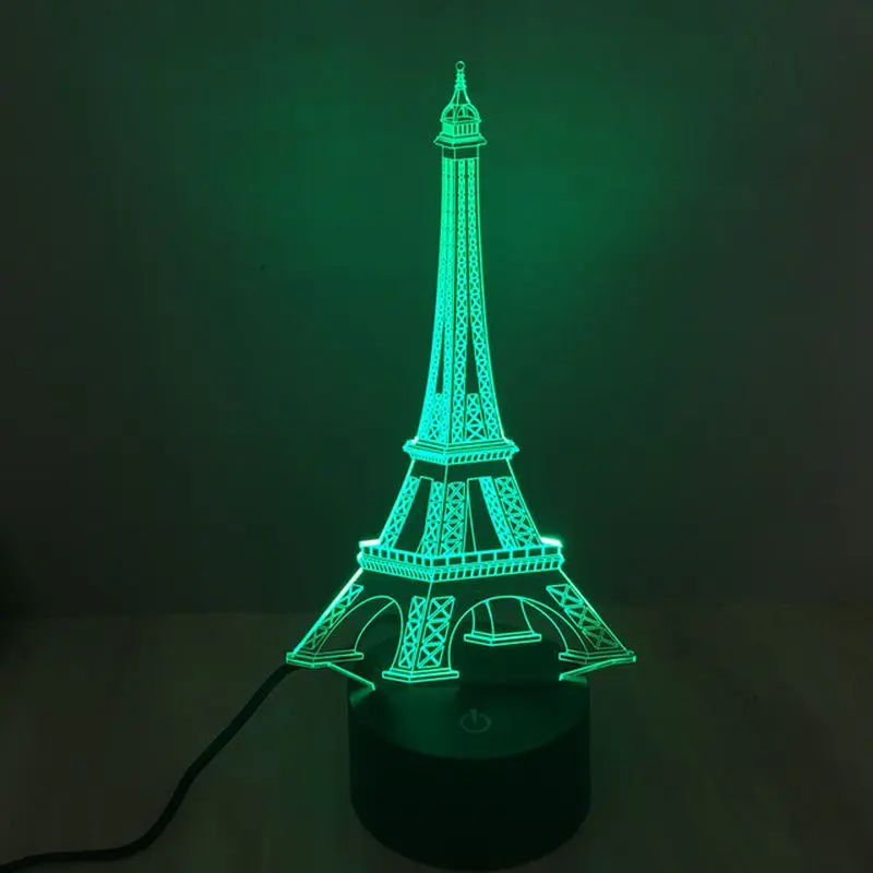 

Acryl LED Colorful Eiffel Tower 3D Visual Light LED Light Creative Reading Lamp Touch Switch Night Light Holiday Lamp Mood Lamp