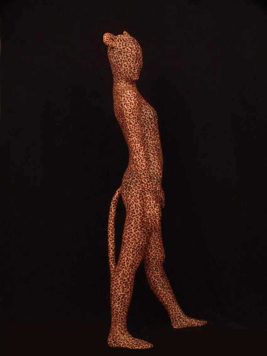 Полный лайкра спандекс Zentai облегающий Костюм Leopard Тигра комбинезон купальник нарядное платье