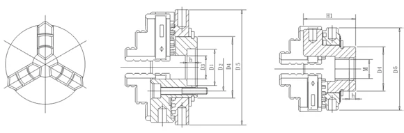 Деревообрабатывающий токарный патрон челюсти Самоцентрирующийся скупой патрон k01-50(14x1