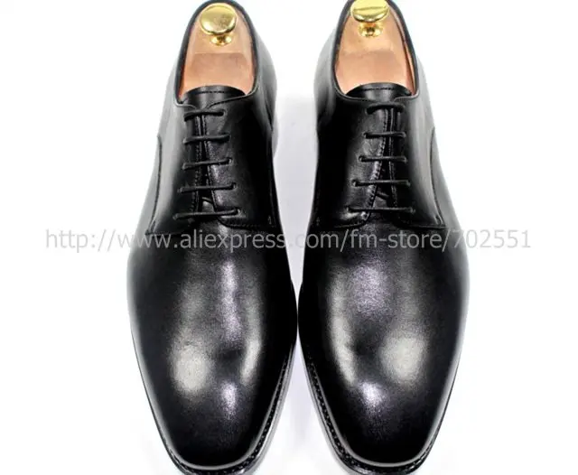 Free shipping Goodyear welt handmade pure genuine calf leather men's dress/classic derby color black shoe No.D44