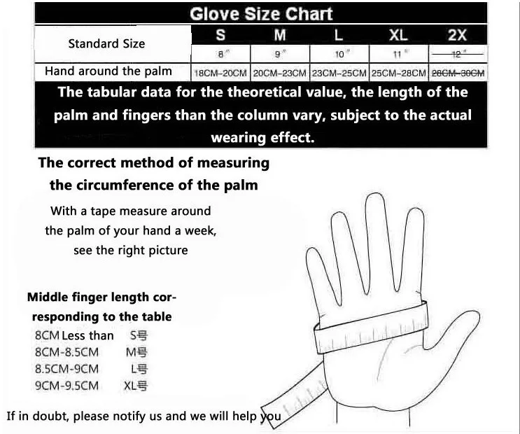 Glove size chart
