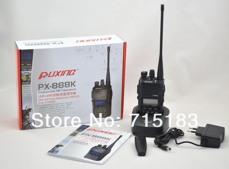 Черный цвет PUXING PX-888K двухдиапазонный VHF& UHF Профессиональный FM трансивер 5 Вт 128CH сканер радио PX 888K портативная рация