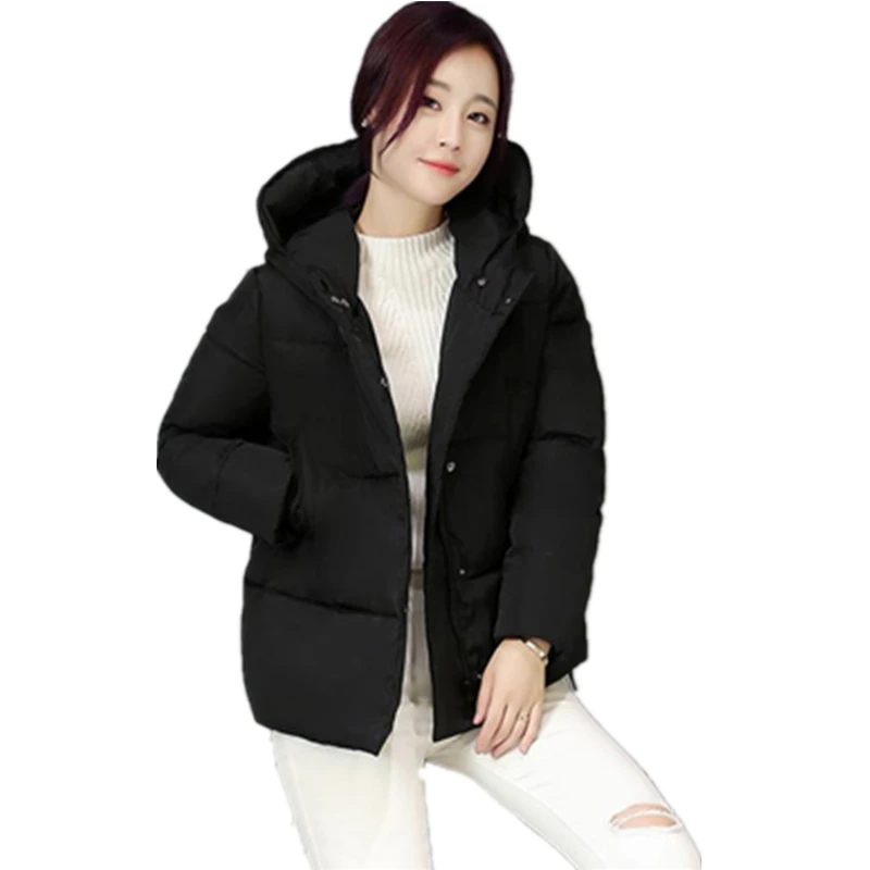 

2017 Korean hooded wadded jacket parkas winter women short casual plus size loose thick outerwear winter padded jacket  CM439