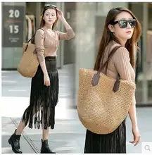 Mode Strohsack woven Tasche Schulter big bag weibliche Strandtasche