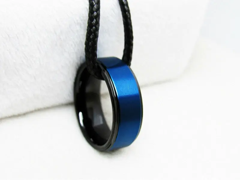 Queenwish 8mm Mens Wedding Band Black  Blue Tungsten Ring Men Statement Jewelry