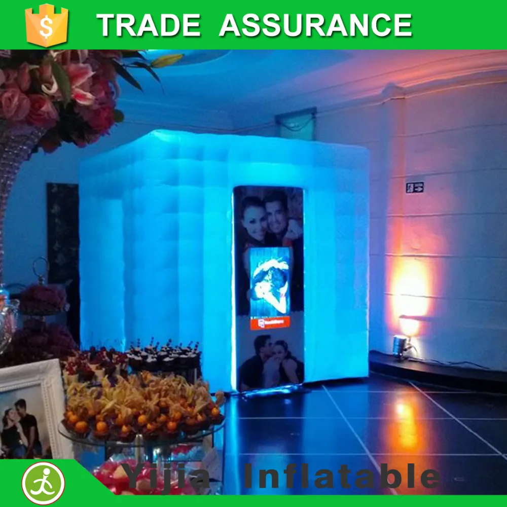 2 doors inflatable led cube tent digital photo booth without roof