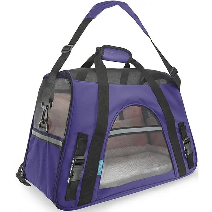 Новая уличная переноска для домашних собак дышащая складные дорожные сумки для собак кошек - Цвет: Фиолетовый