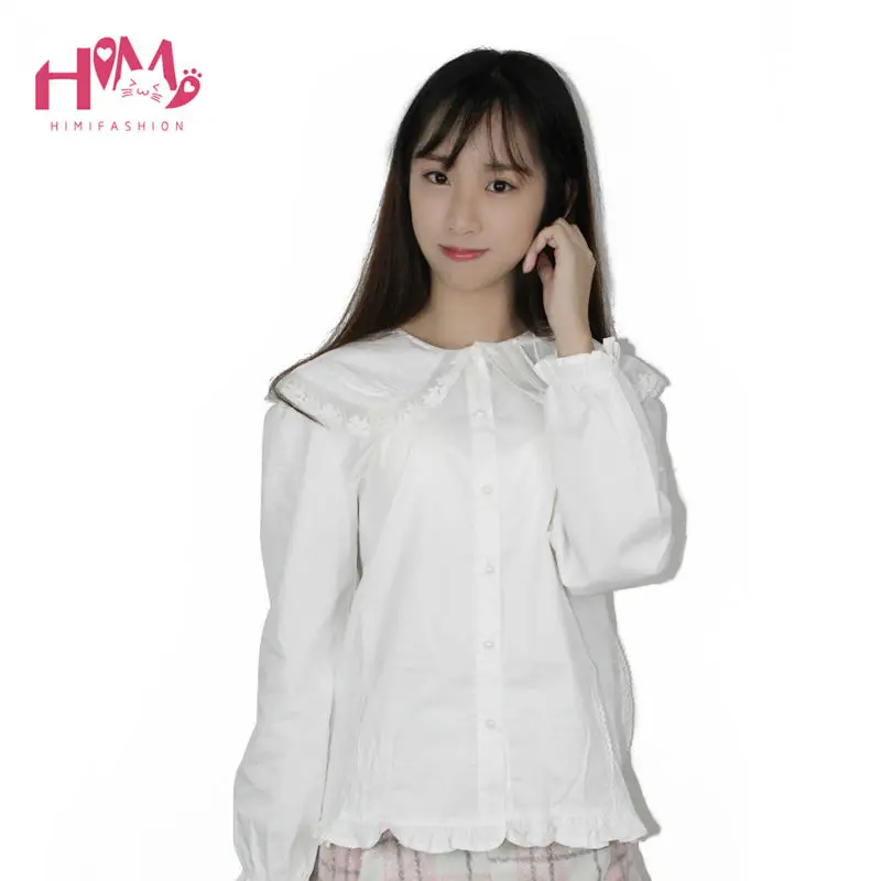 Bunny peter collar white blouse lolita shirt soft sister cosplay cute tops women summer cotton shirts white free shipping (2)