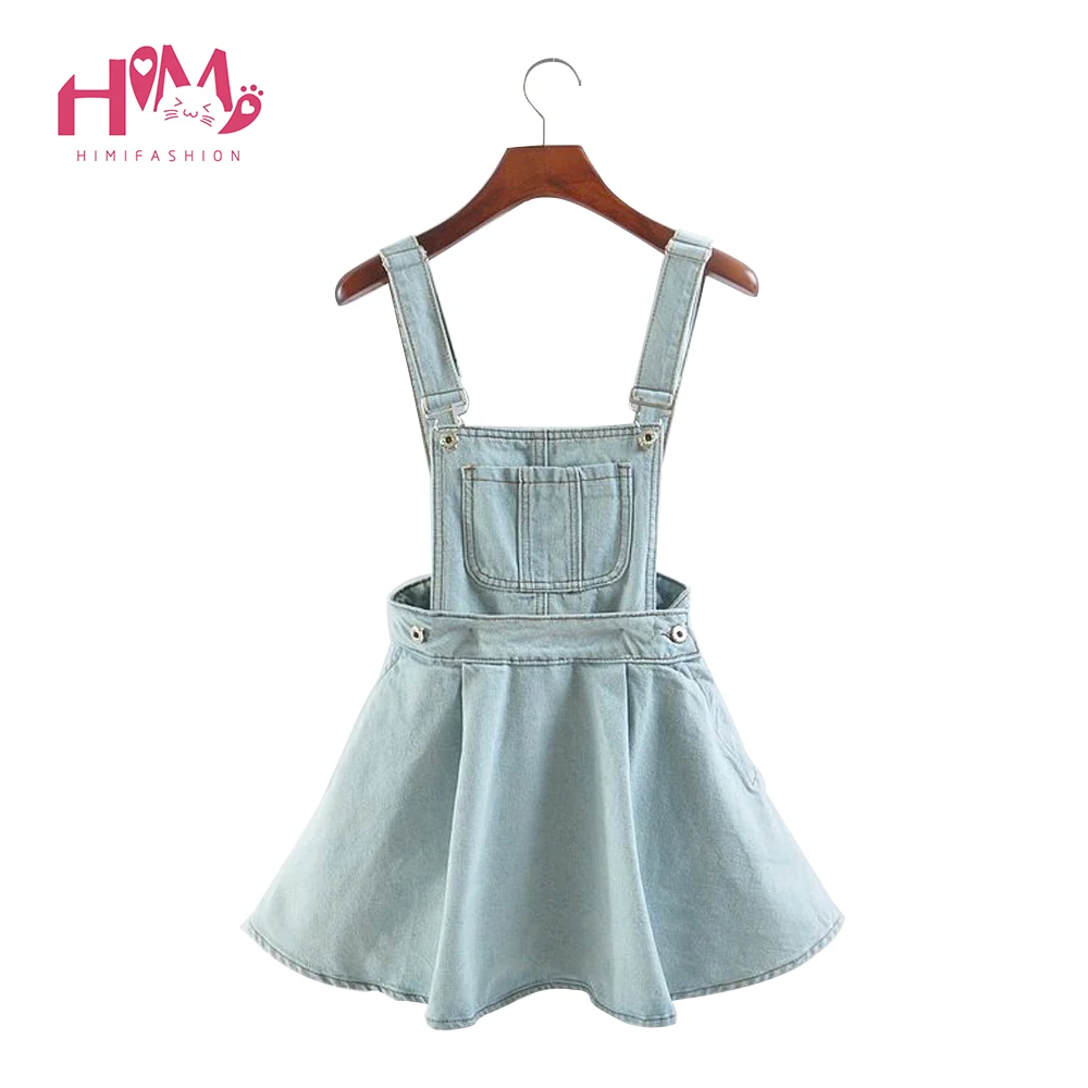 Vivi Japan Sstrap School Denim Dress For Ladies Dark Blue Removable Summer Detachable Student Overalls Dress Women Kawaii Cloth 1
