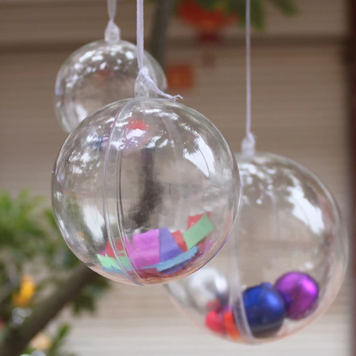 10 шт. DIY Романтические Рождественские украшения для дерева висячие домашние шары прозрачные открытые пластиковые рождественские прозрачные безделушки украшение подарок