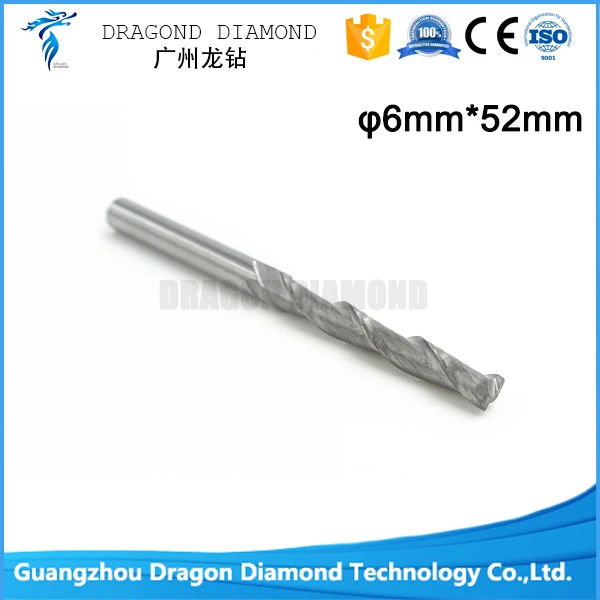 

5pcs 6mmx52mm carbide cnc milling cutters Tools two flute spiral bits double flute end mills