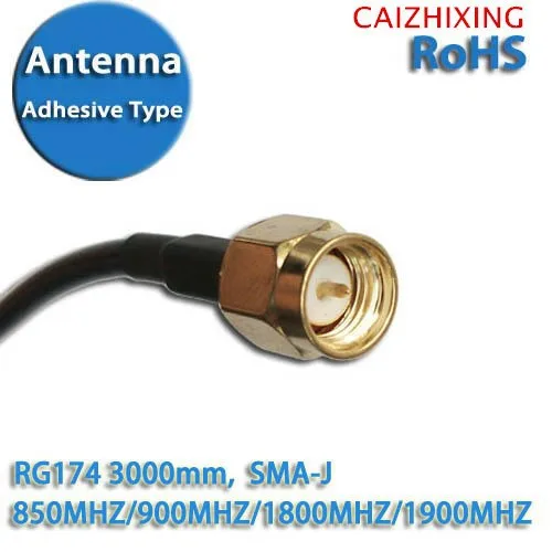 Gsm-Gprs-3G-Car-Antenna-RG174-SMA-Adhesive-Type-850MHZ-900MHZ-1800MHZ-1900MHZ-3000mm (4)