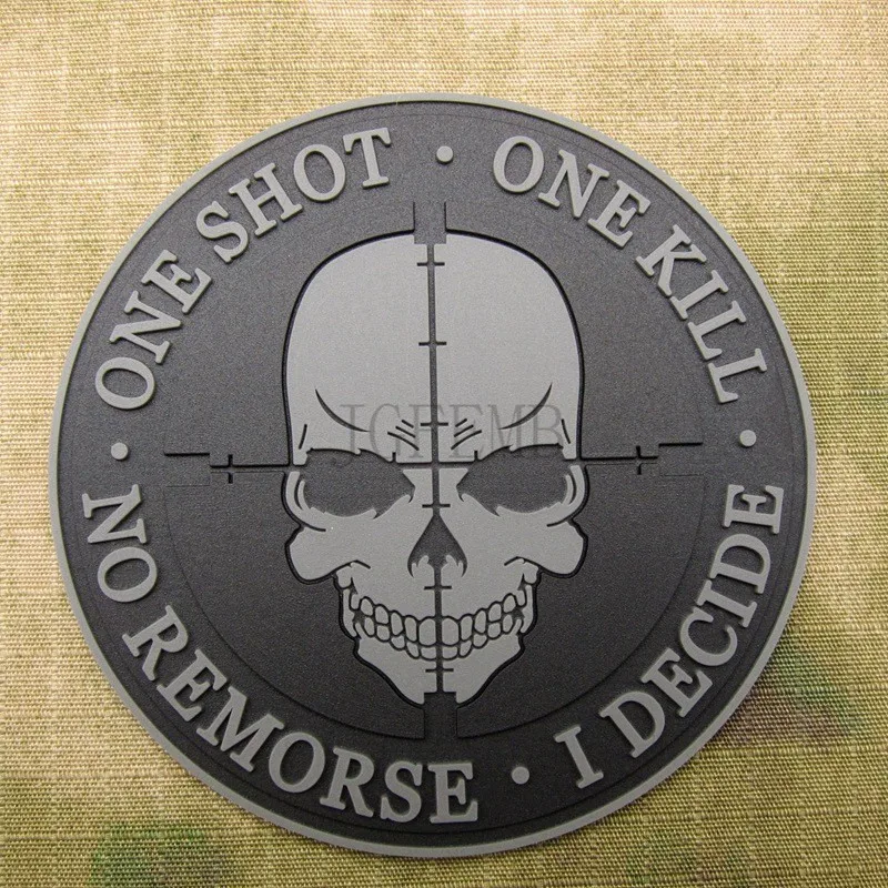 Серый Снайпер ONE SHOT ONE KILL NO REMORSE я решу тактический для поддержания боевого духа 3D ПВХ патч PB1191