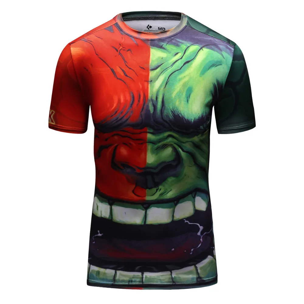 Marvel Avengers Superhero Hulk T Shirt Men DC Comics Compression Tight