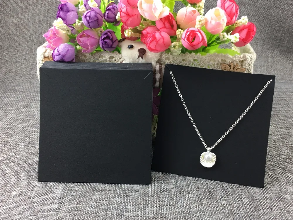 Buy 200pcs/lot 10*10cm Jewelry Necklace Cards Black