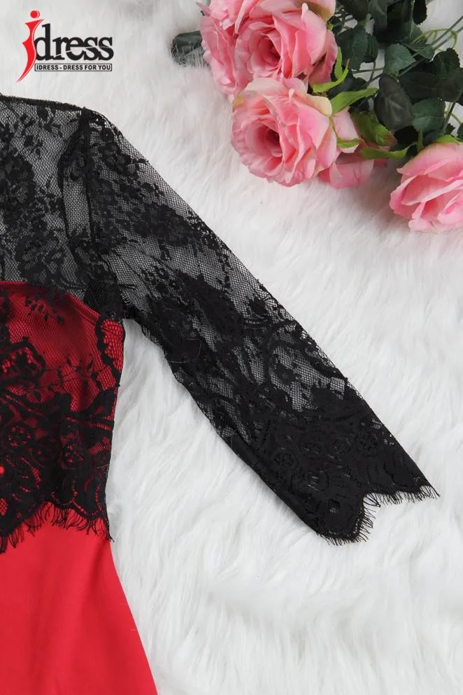 LACE PATCHWORK KNEE LENGTH WORK TO WEAR WOMEN DRESS (1)