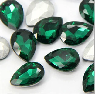 AAA Качество Кристалл Необычные камни 60 шт 20x30 мм Груша в форме капли точечные Стразы доступны все цвета ювелирные стразы - Цвет: emerald