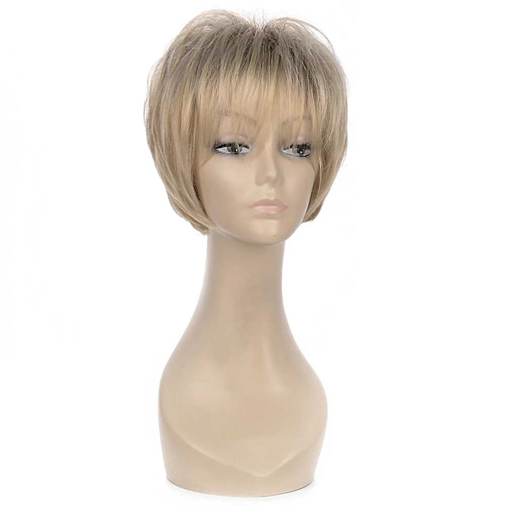 Blonde Short Ombre Hair Wig Synthetic Natural Wigs For Europe Women