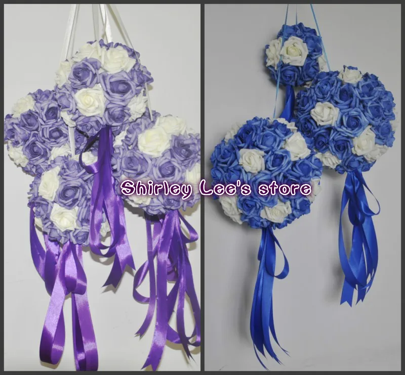 HOT SALE!!!  (8pcs/lot) X 20cm Artificial Foam Rose Ball Kissing Ball Foam  In Blue, Purple Wedding  *FREE SHIPPING VIA EMS*