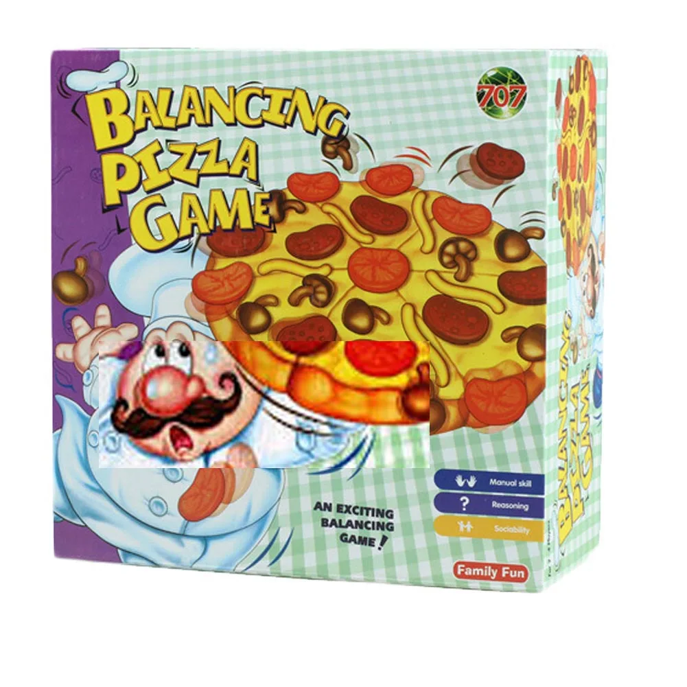 

Pizza balance game pile up balancing desktop toy pretend play food small family plastic building blocks toys for Children