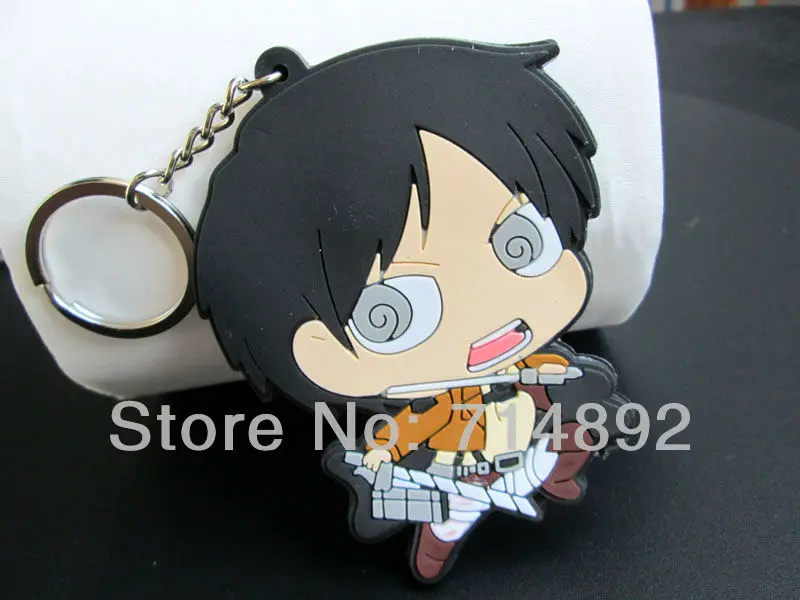 500 шт. фигурки Титанов брелки Levi/Mikasa/Armin/Eren/Titan ПВХ игрушки DHL/FedEx
