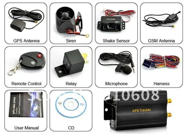GPRS GSM Quadband GPS Car Tracker with remote control siren Shock Sensor Alarm tracking system TK103C