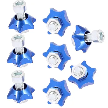 

X Autohaux Truck Car Star License Plate Decor Bolt Screws Caps Blue 8Pcs