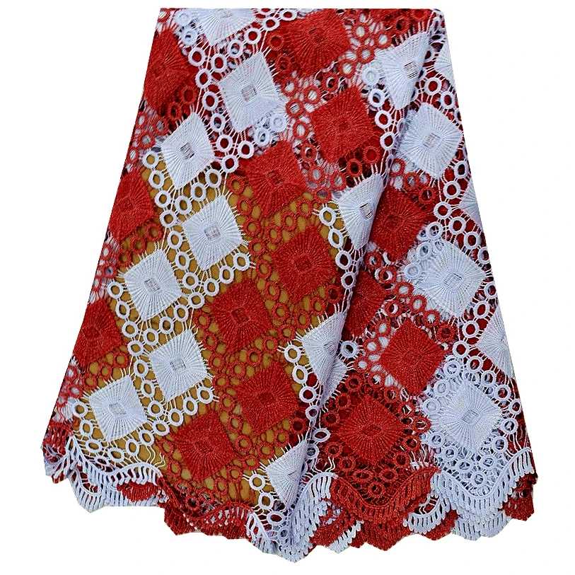 Low Prices French Net Lace Fabric 2016 Latest african guipure lace fabric for wedding.White and red color african cord lace for wedding