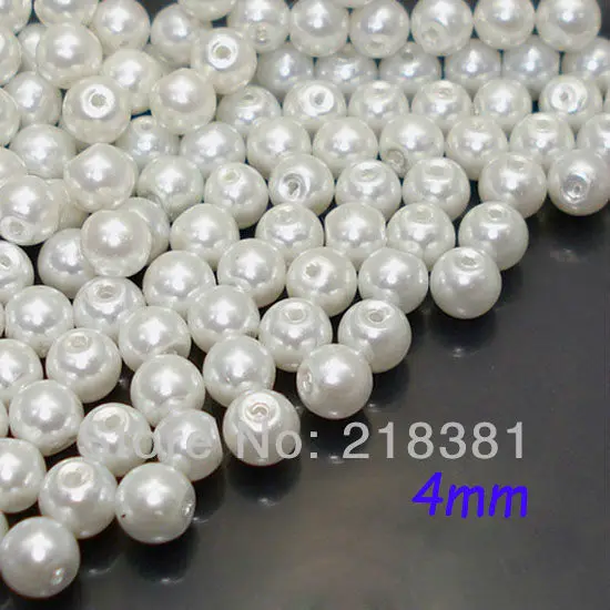 1000 шт белые свободные стеклянные жемчужные бусины 4 мм для DIY аксессуары для одежды A00733