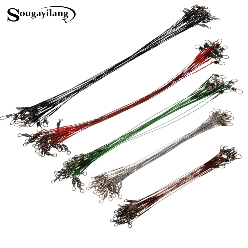 

Sougayilang 5 Colors 100pcs/lot Fishing Tackle Lure Trace Wire 15/18/23/25/28cm Length Anti-bite Green Fishing wire Fishing Line