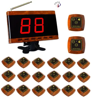 

Wireless waitress call system, 20 two keys call buttons,wood waiter calling system, table call bell service, guest pager system