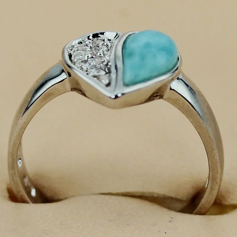 SHUNXUNZE Larimar обручальные кольца ювелирные изделия и аксессуары для мужчин и женщин сердце любовь родиевое покрытие R3502 Размер 6 7 8 9