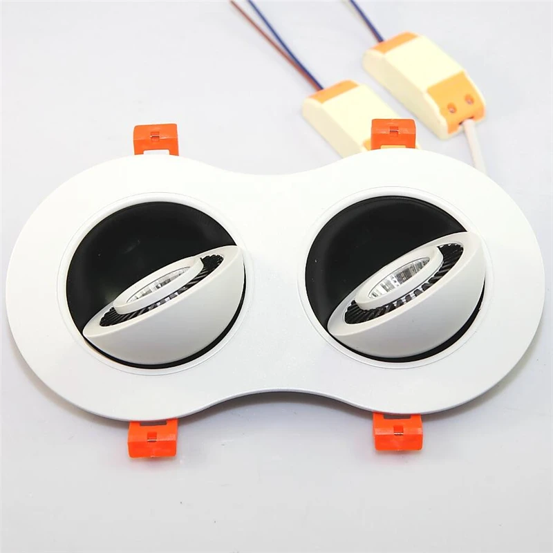Wholesale Double COB 2*5W/10W 2*7W/14W 2*10W/20W Led Ceiling Down light Recessed Led Downlight 360 degree rotation AC85-260V
