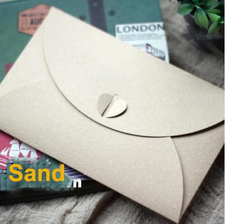 Sand x 50PCS Травяной Винтаж конверт натуральный подарок Ретро открытка конверт с принтом в виде сердец и Кнопка 50 шт./лот - Цвет: Sand x 50PCS