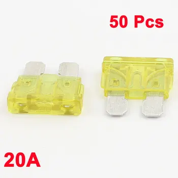 

X Autohaux Auto Motorcycle Car Caravan Suv Boat Atc Ato Mini Blade Fuses 20A Yellow 50Pcs