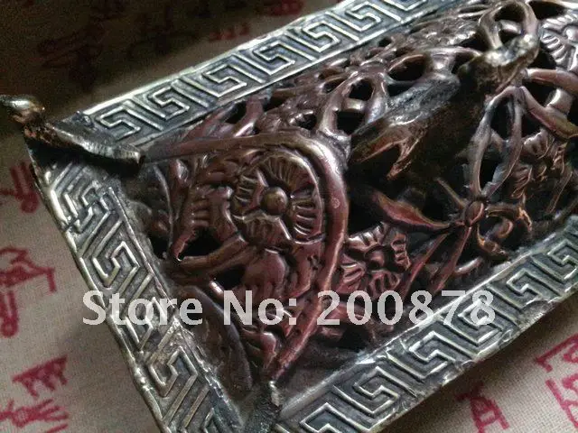 Tbc886 Тибетский латунь старинные курильница, 21*11*7 см, Непал Бирюзовый горелки семья декора искусства