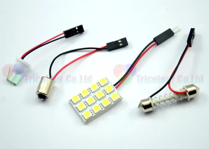 AutoEC купол led 12 SMD 5050 Интерьер автомобиля крыши чтение купольный светильник 12 V белого и синего цвета с гирлянда T10 Ba9s 100X# LL09