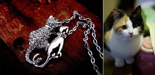 AAAA + стразы пара любителей кошек котенок кулон цепочки и Ожерелья Свитер Цепочка модные ювелирные изделия подарок для девочек для женщин