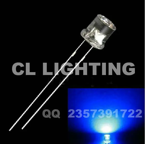 1000 шт. широкий угол обзора белый 5 мм led(flat top лампы) 6000-7000 К 3,0-3,5 В(CE& Рош