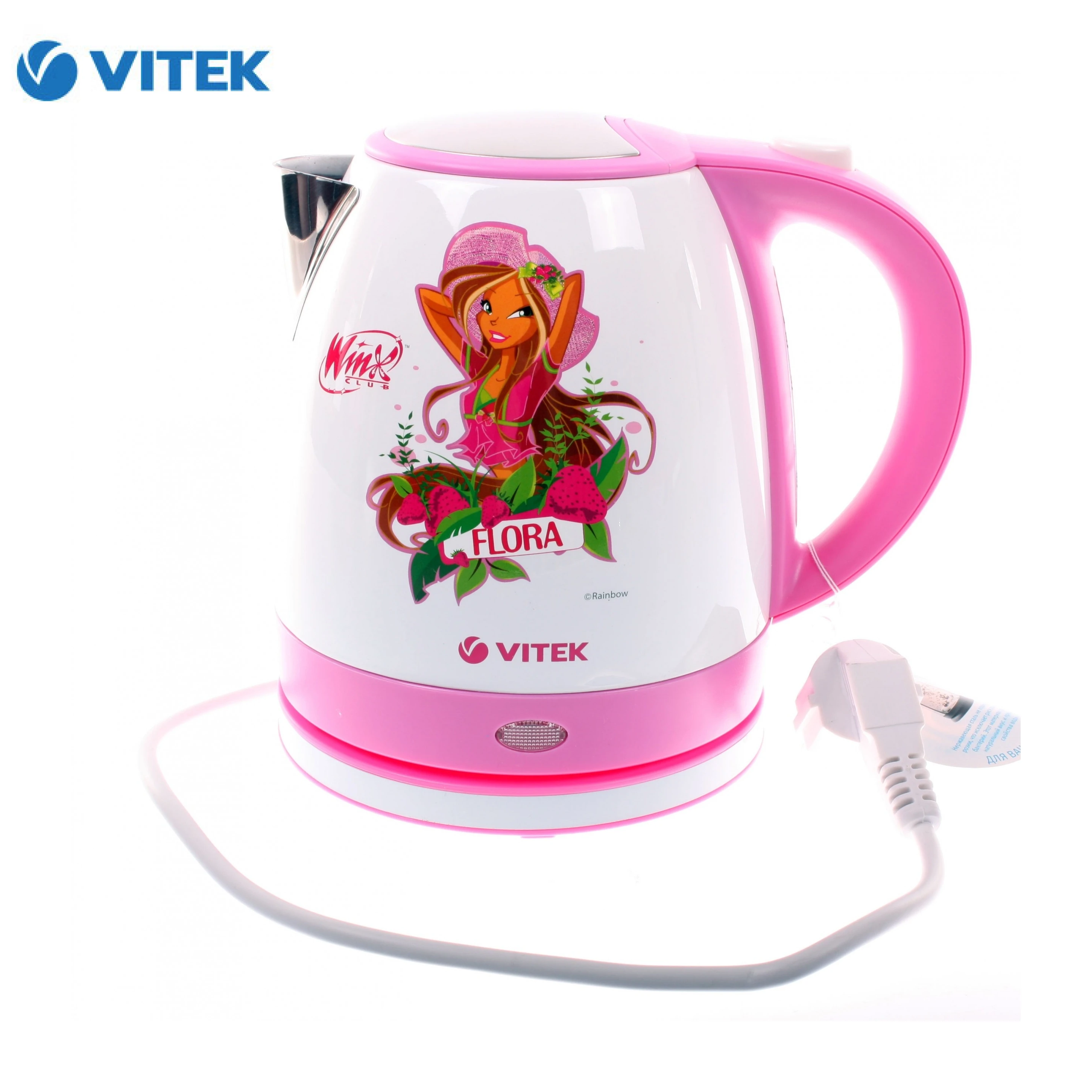 Электрический чайник Winx WX-1001 FL Flora (1.2 л 2200 Вт сталь белый/розовый) | Бытовая техника